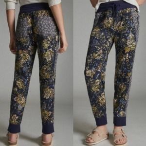 Anthropologie Kallie Mixed Floral Print Joggers Pants sz L